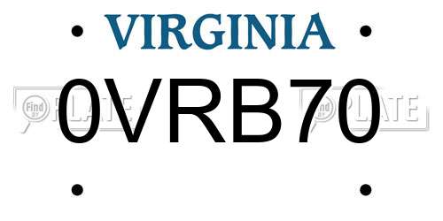 0VRB70 Virginia License Plate