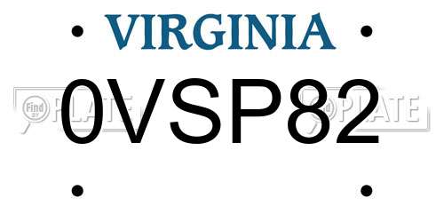 0VSP82 Virginia License Plate