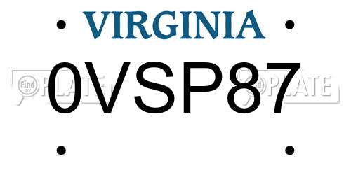 0VSP87 Virginia License Plate