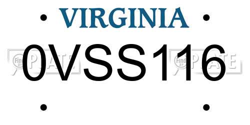 0VSS116 Virginia License Plate