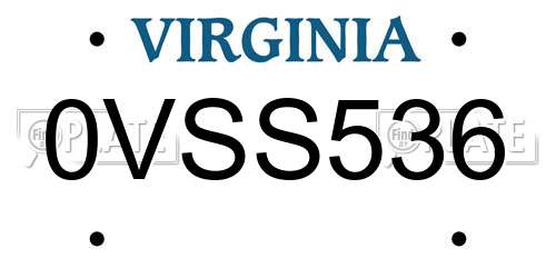 0VSS536 Virginia License Plate