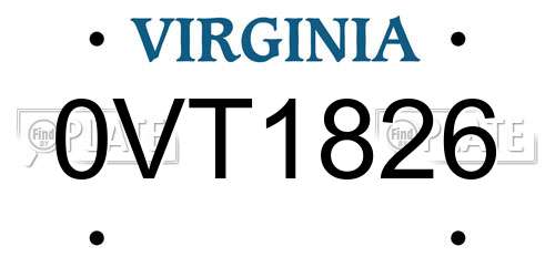 0VT1826 Virginia License Plate