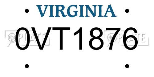 0VT1876 Virginia License Plate