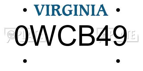 0WCB49 Virginia License Plate