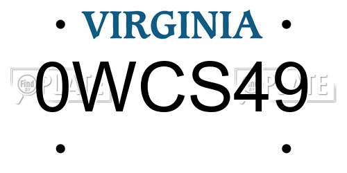 0WCS49 Virginia License Plate