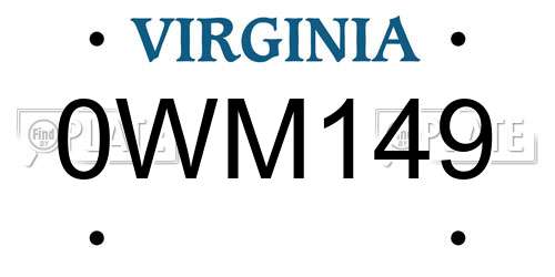 0WM149 Virginia License Plate