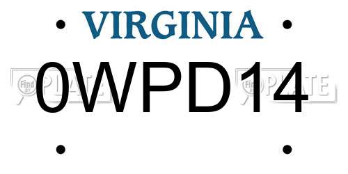 0WPD14 Virginia License Plate