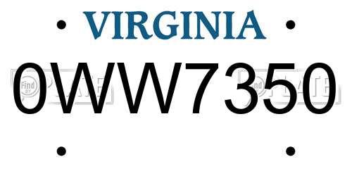 0WW7350 Virginia License Plate