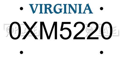 0XM5220 Virginia License Plate
