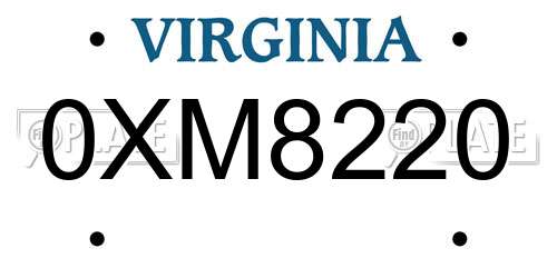 0XM8220 Virginia License Plate