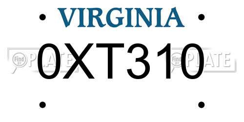 0XT310 Virginia License Plate