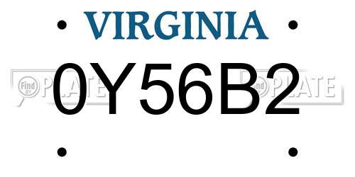 0Y56B2 Virginia License Plate