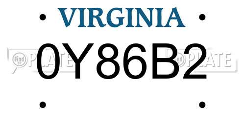 0Y86B2 Virginia License Plate