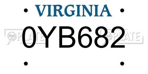 0YB682 Virginia License Plate