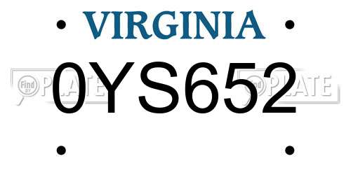0YS652 Virginia License Plate