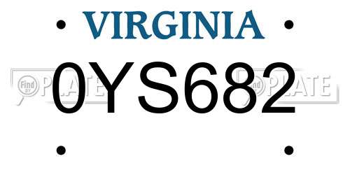 0YS682 Virginia License Plate