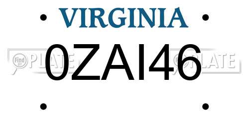 0ZAI46 Virginia License Plate