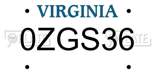 0ZGS36 Virginia License Plate