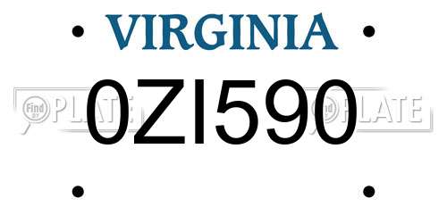 0ZI590 Virginia License Plate