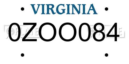 0ZOO084 Virginia License Plate