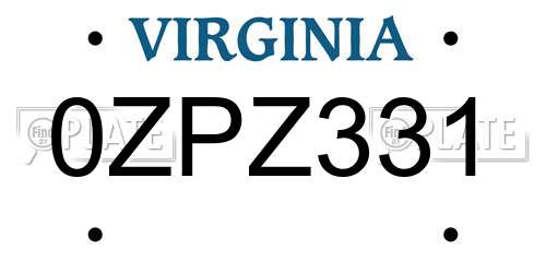 0ZPZ331 Virginia License Plate