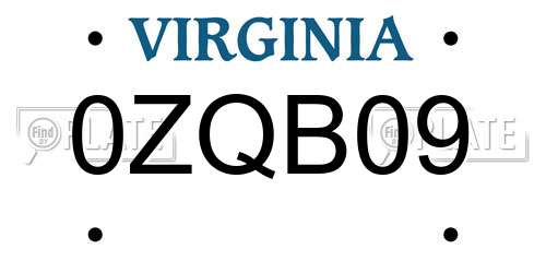 0ZQB09 Virginia License Plate