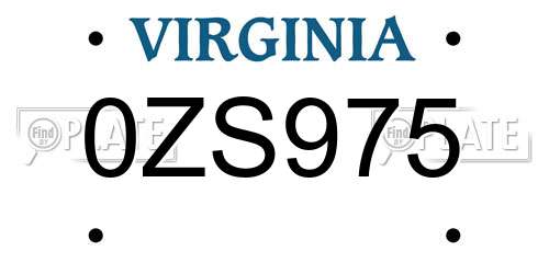 0ZS975 Virginia License Plate