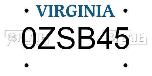 0ZSB45 Virginia License Plate