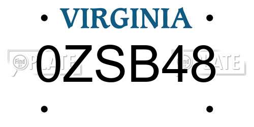 0ZSB48 Virginia License Plate
