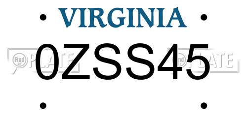 0ZSS45 Virginia License Plate