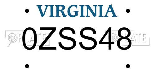 0ZSS48 Virginia License Plate