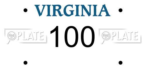 100 Virginia License Plate