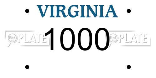 1000 Virginia License Plate