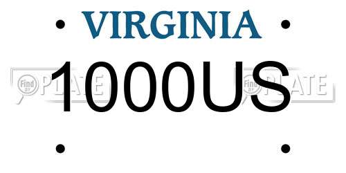 1000US Virginia License Plate