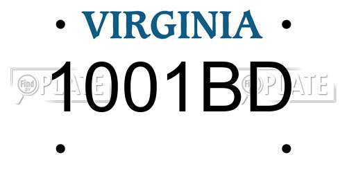 1001BD Virginia License Plate