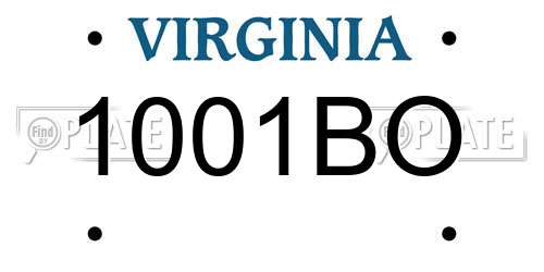 1001BO Virginia License Plate