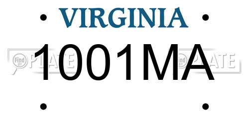 1001MA Virginia License Plate