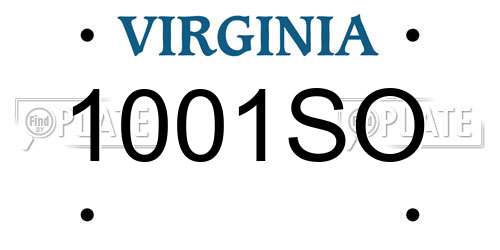 1001SO Virginia License Plate
