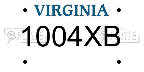 1004XB Virginia License Plate