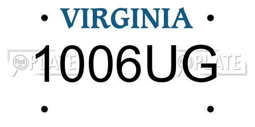 1006UG Virginia License Plate