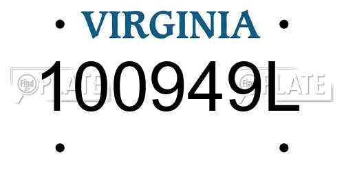 100949L Virginia License Plate