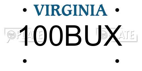 100BUX Virginia License Plate