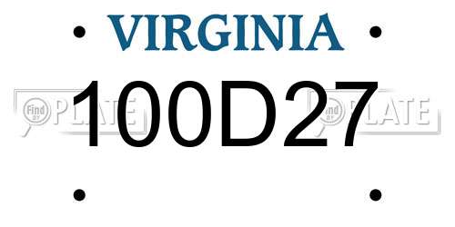100D27 Virginia License Plate