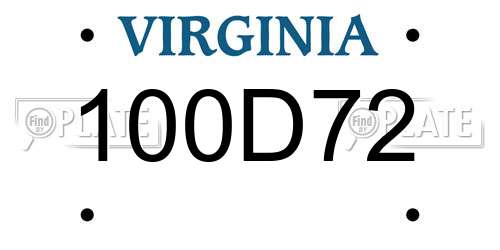 100D72 Virginia License Plate