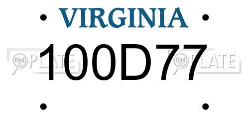 100D77 Virginia License Plate
