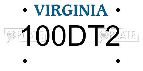 100DT2 Virginia License Plate