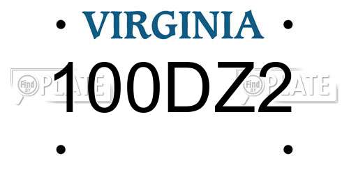 100DZ2 Virginia License Plate