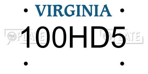 100HD5 Virginia License Plate