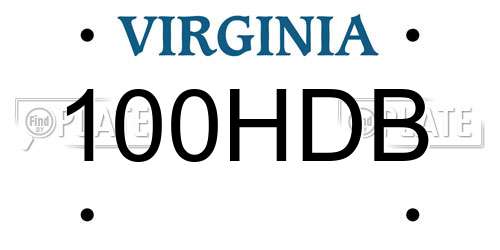 100HDB Virginia License Plate
