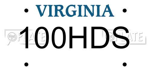 100HDS Virginia License Plate
